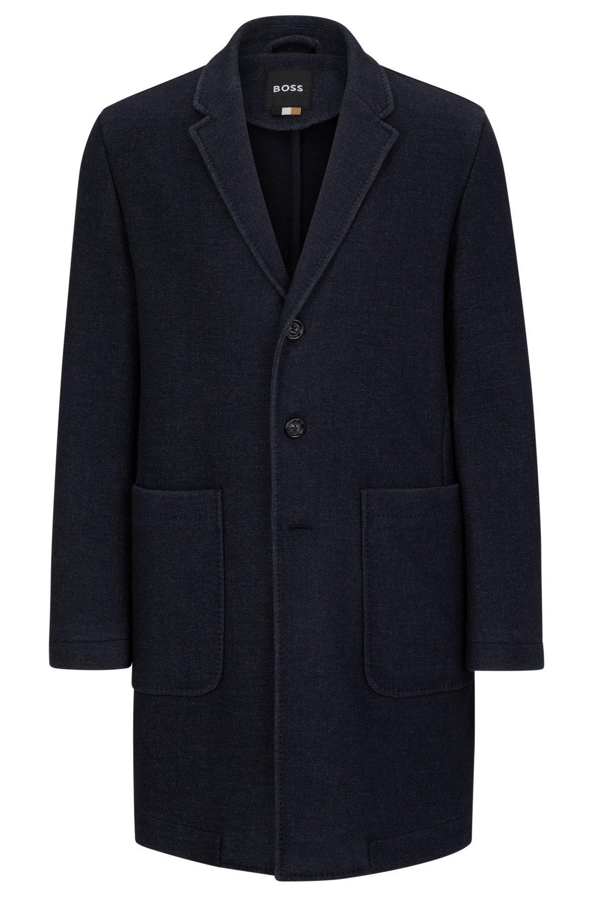 Slim-fit coat in a micro-patterned wool blend Product Image
