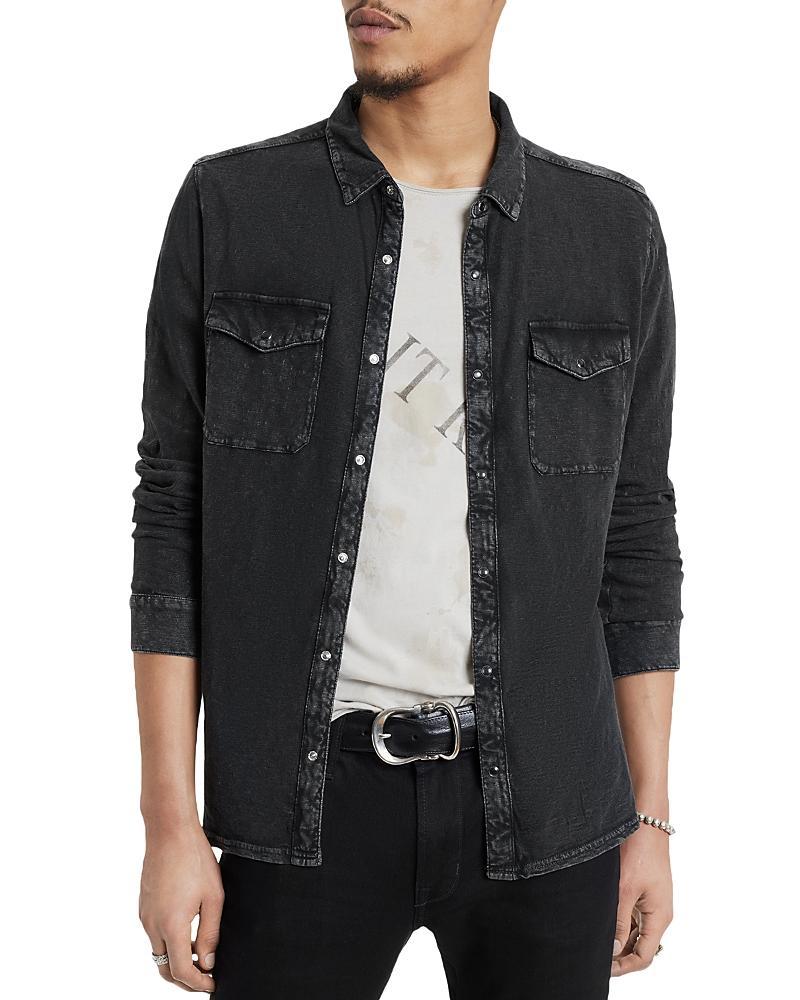 John Varvatos Arvon Cotton Textured Knit Button Down Western Shirt Product Image