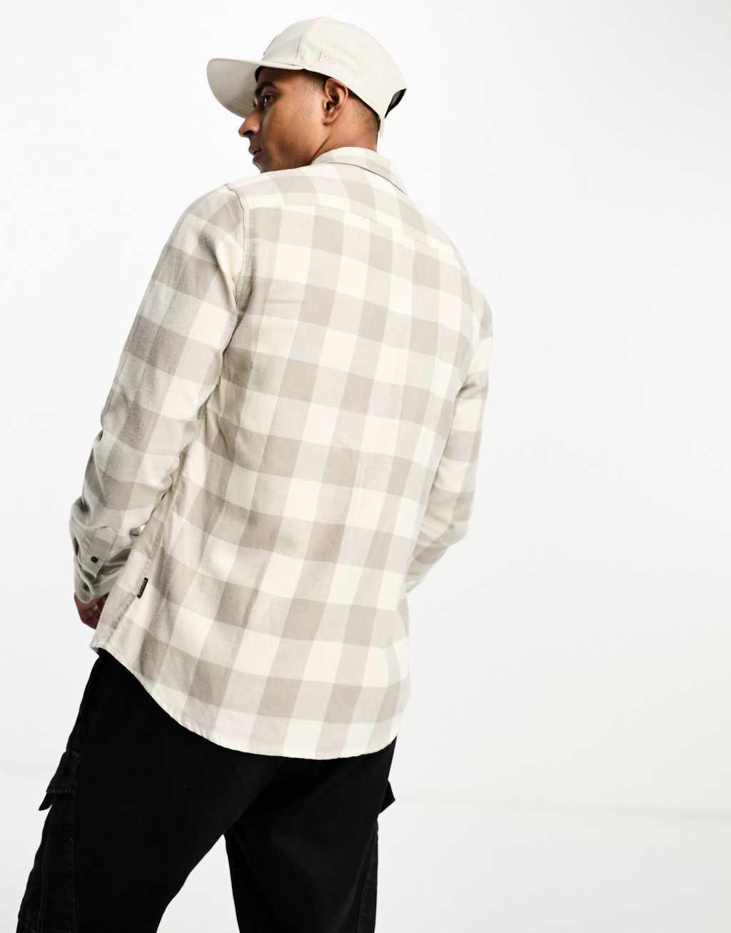 Only & Sons buffalo check shirt in ecru and beige Product Image