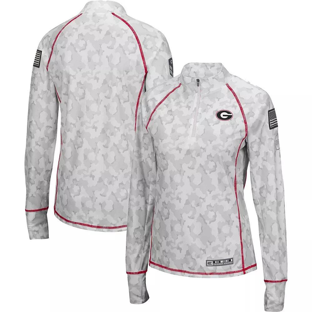 Women's Colosseum White Georgia Bulldogs OHT Military Appreciation Officer Arctic Camo Fitted Lightweight 1/4-Zip Jacket, Size: XL Product Image
