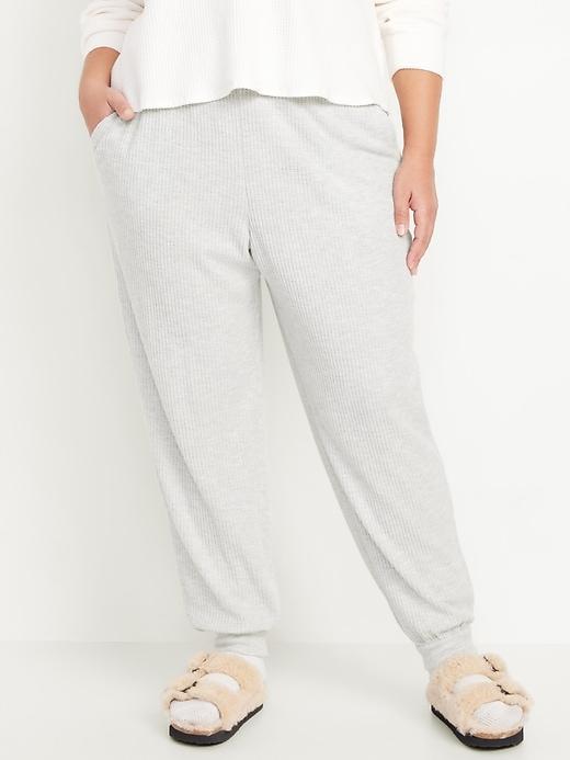 High-Waisted Waffle Lounge Joggers Product Image