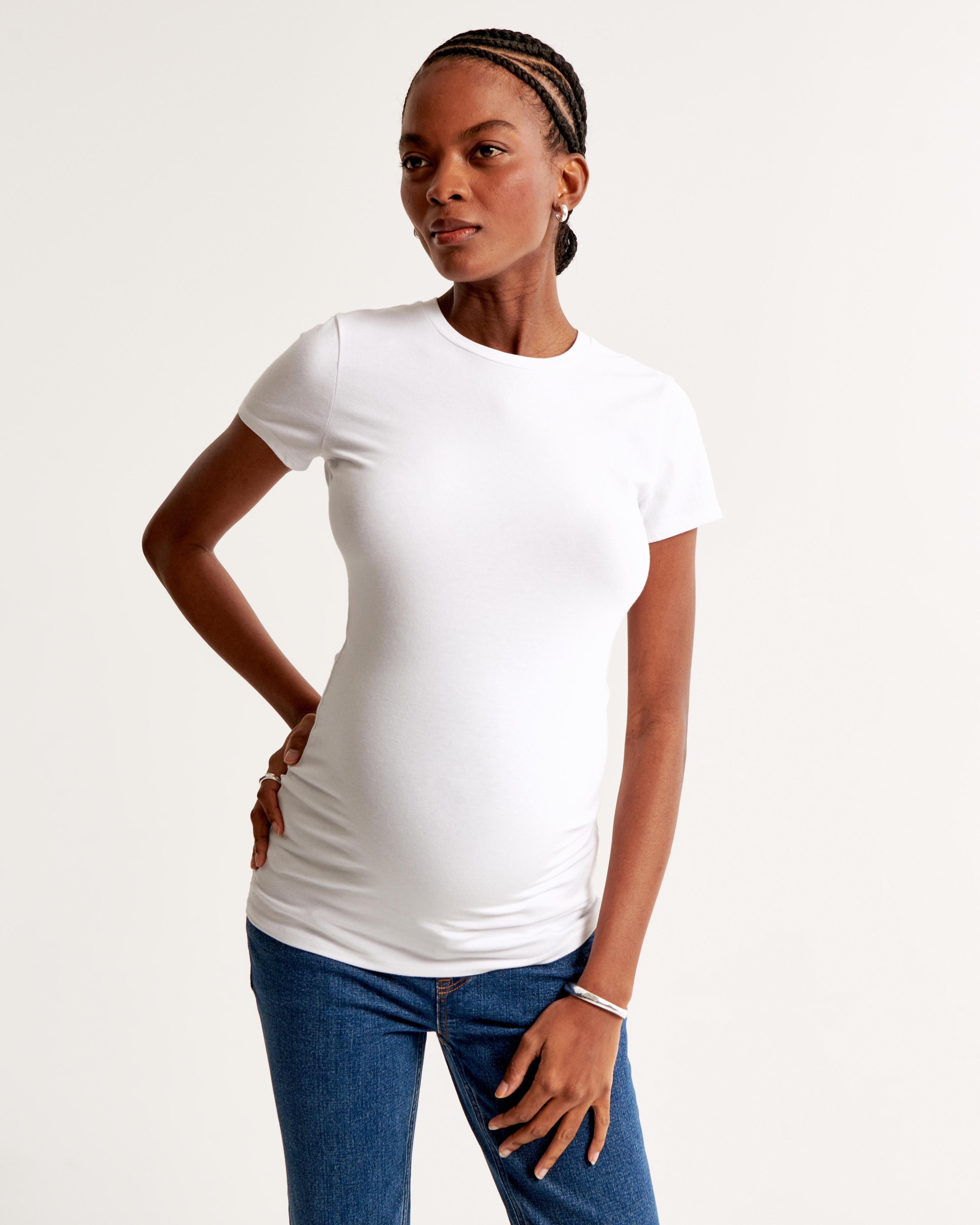 Maternity Short-Sleeve Cotton-Blend Seamless Fabric Tee Product Image