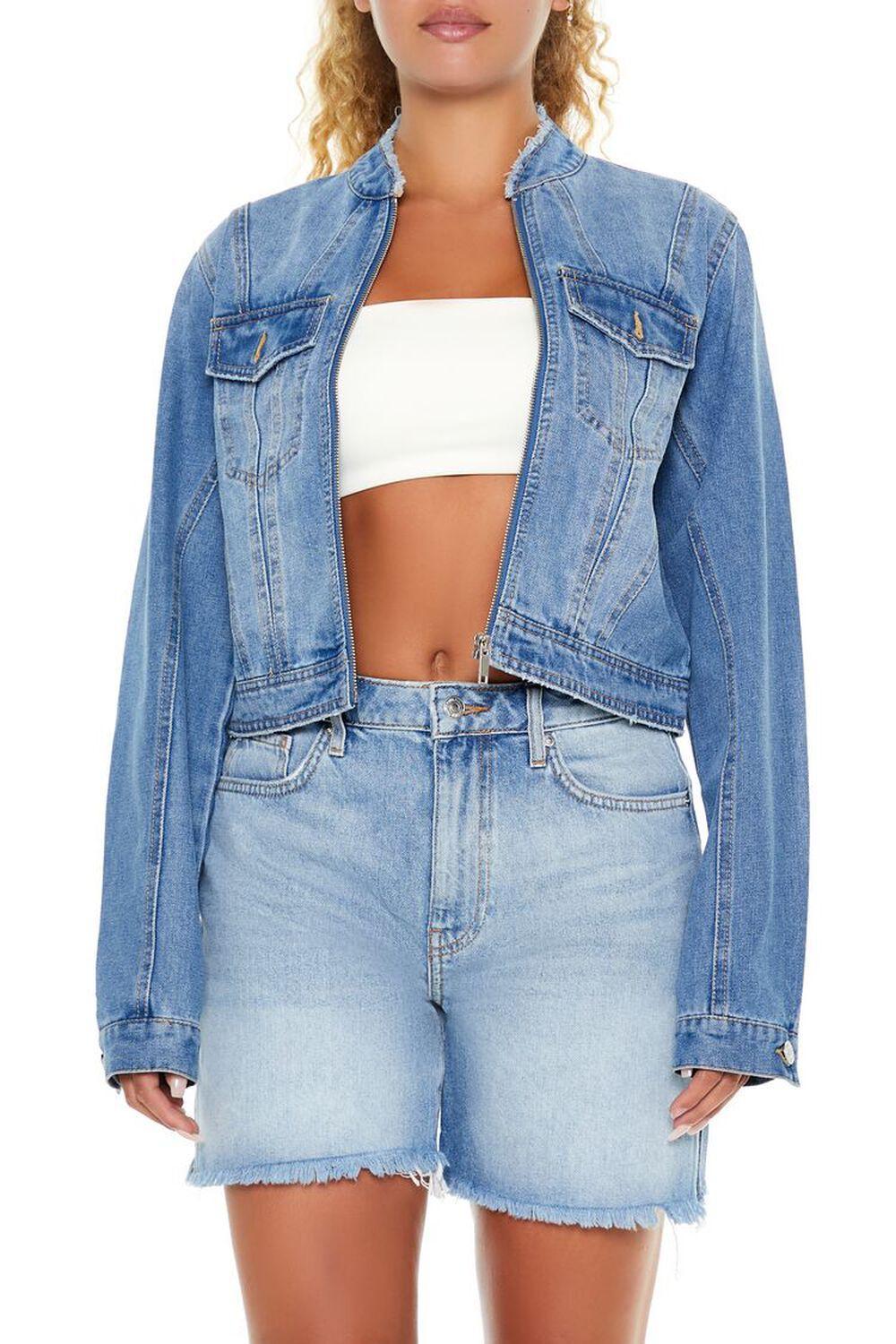 Denim Zip-Up Trucker Jacket | Forever 21 Product Image