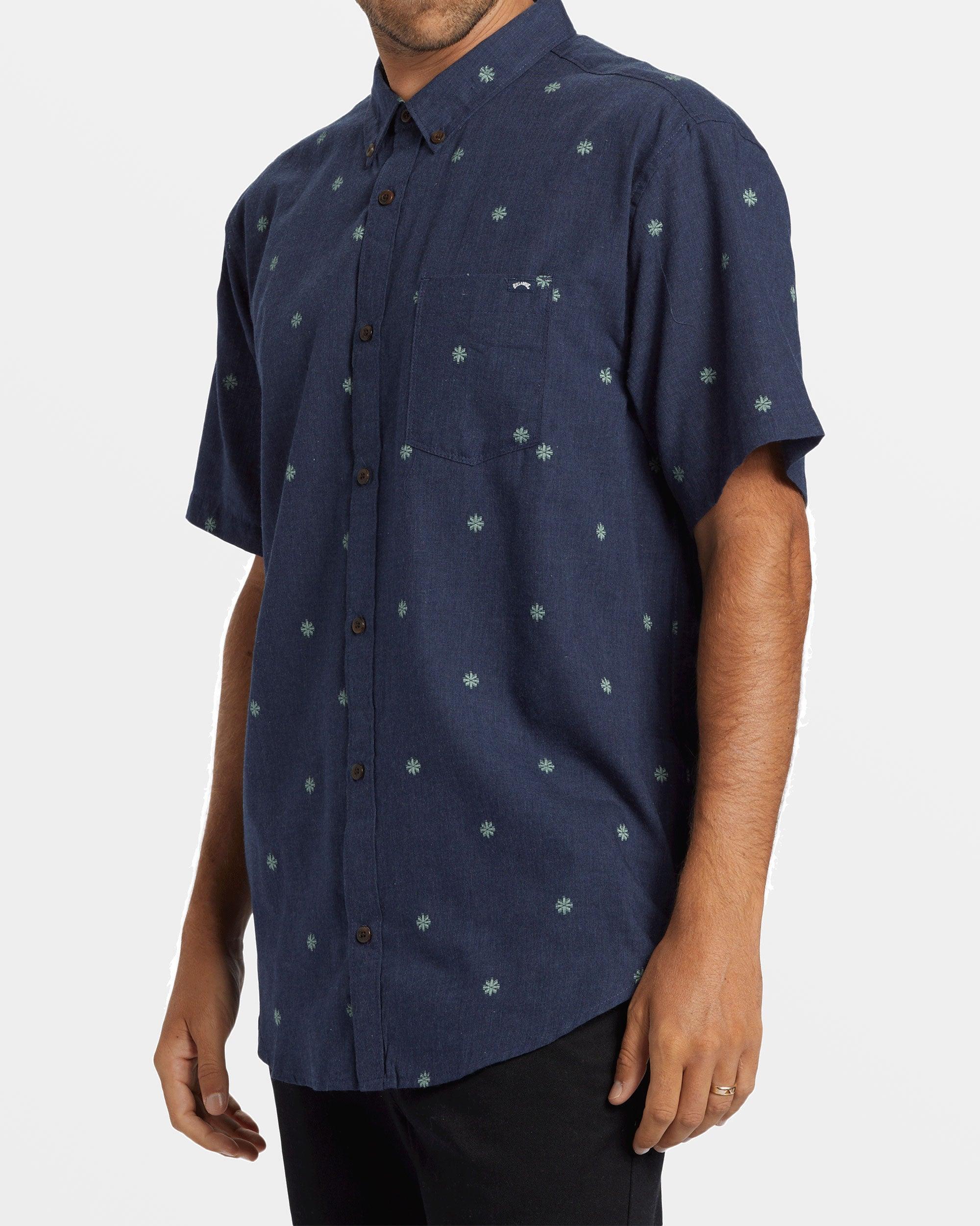 All Day Jacquard Short Sleeve Shirt - Dusty Navy Male Product Image