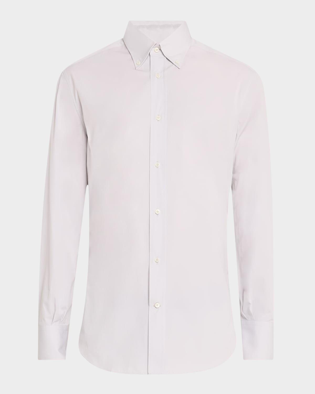 Men's Cotton Canvas Button-Collar Dress Shirt Product Image