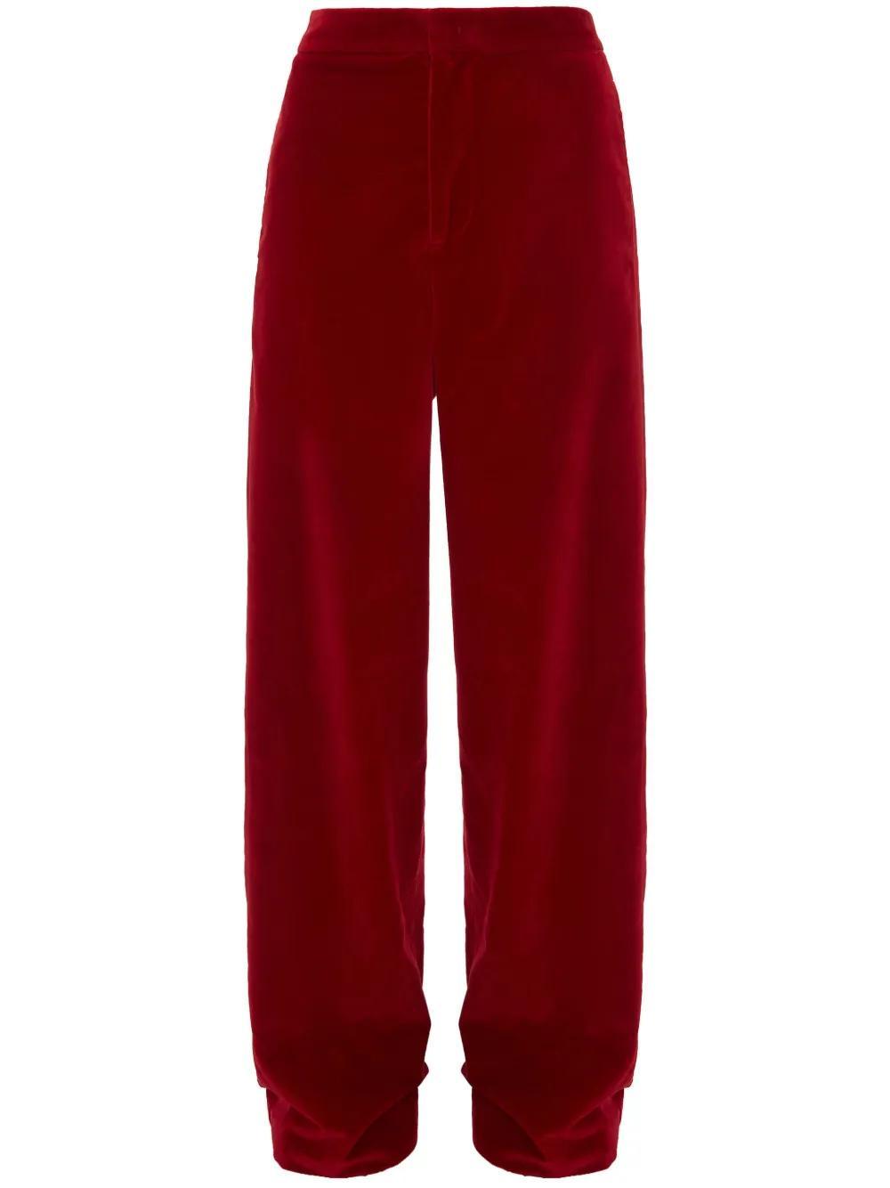 JW ANDERSON Velvet Tuxedo Trousers In Red Product Image