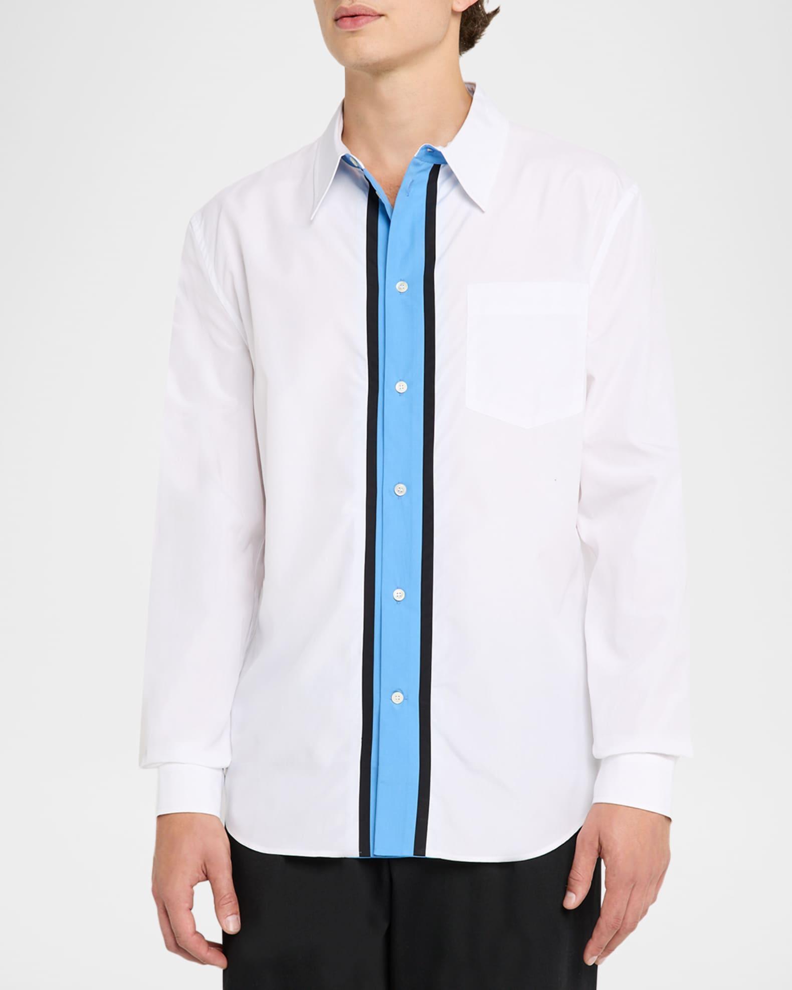 Men's Vertical Stripe Cotton Pocket Button-Down Shirt Product Image
