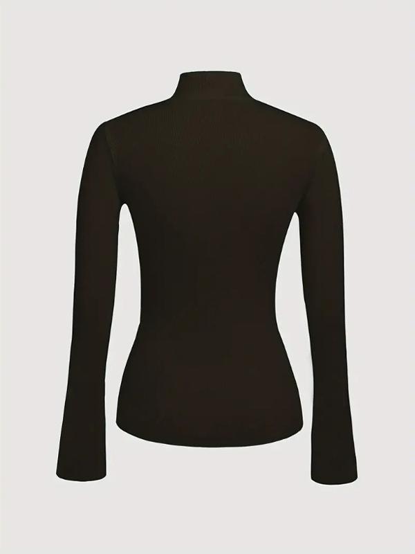 Long Sleeves Asymmetric Split-front Split-Joint V-neck Sweater Tops Product Image