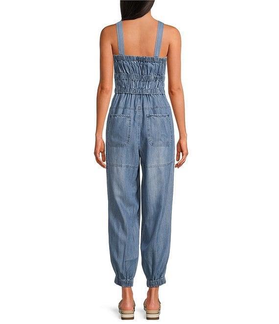 ELAN Woven Square Neck Sleeveless Tank Straps Drawstring Jogger Jumpsuit Product Image