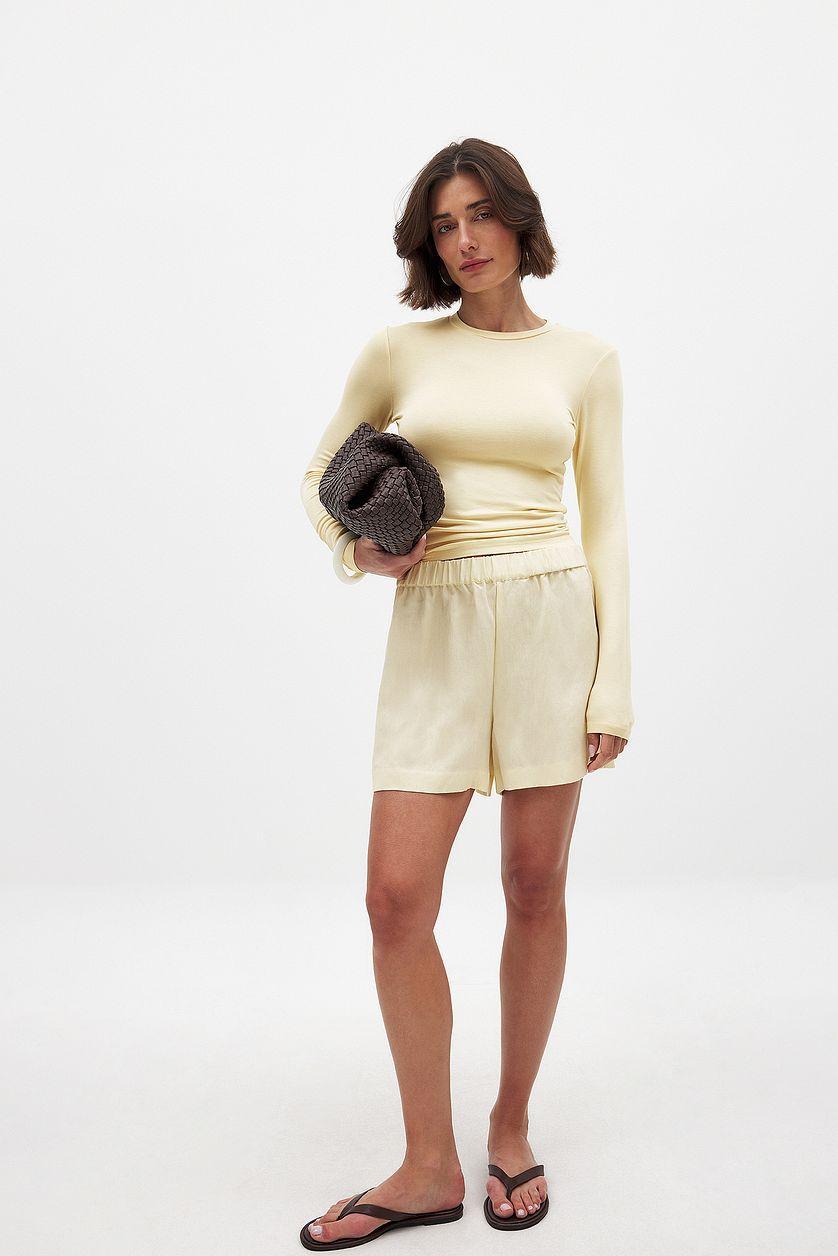 Lyocell Elastic Waist Shorts Black Product Image