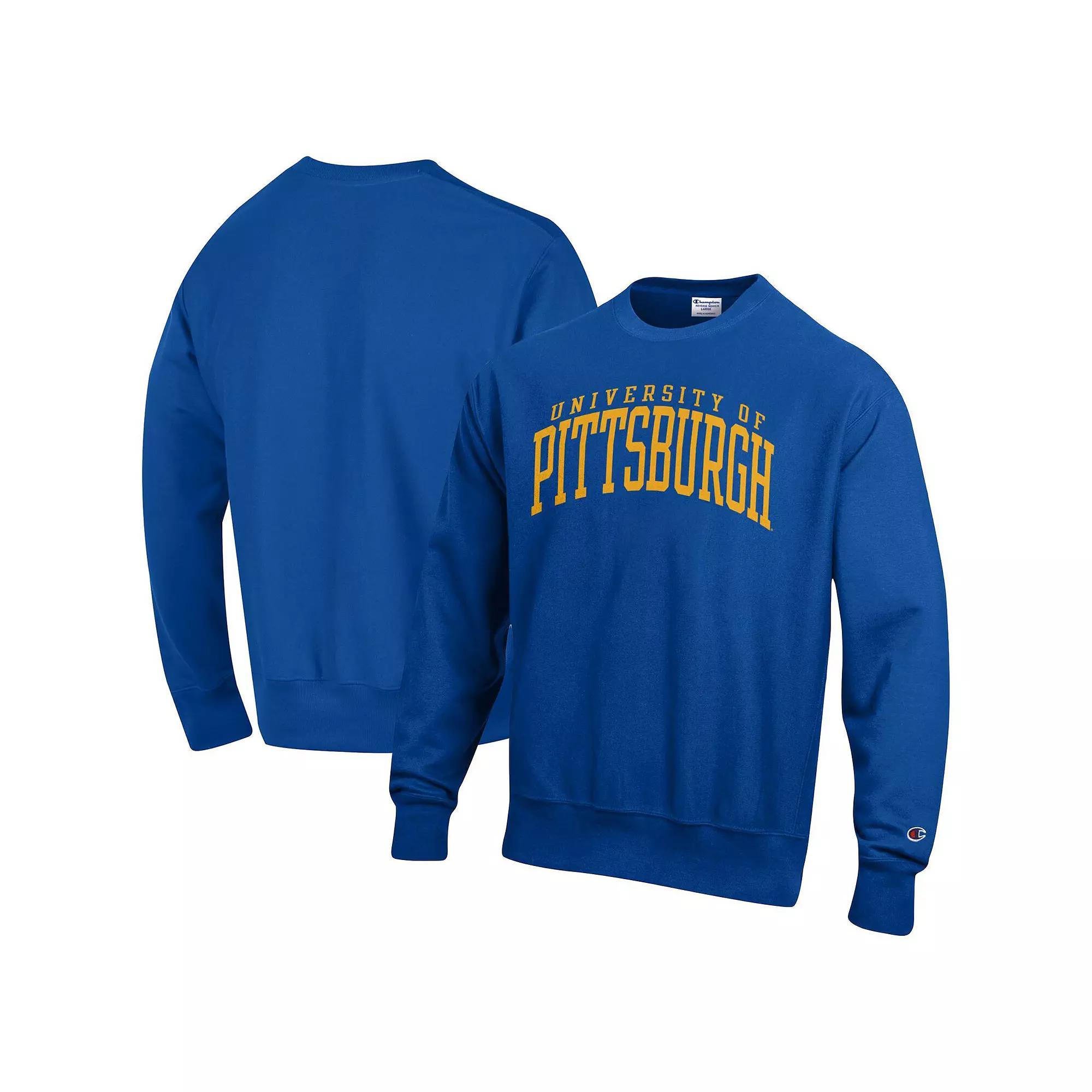 Men's Champion Royal Pitt Panthers Arch Reverse Weave Pullover Sweatshirt,  Product Image