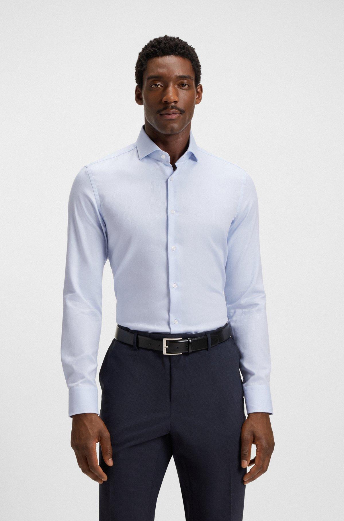 Slim-fit shirt in structured cotton Product Image