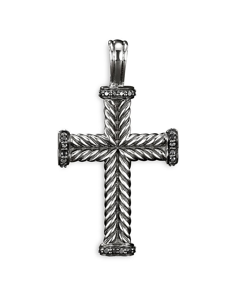 Mens Chevron Cross Pendant in Sterling Silver Product Image