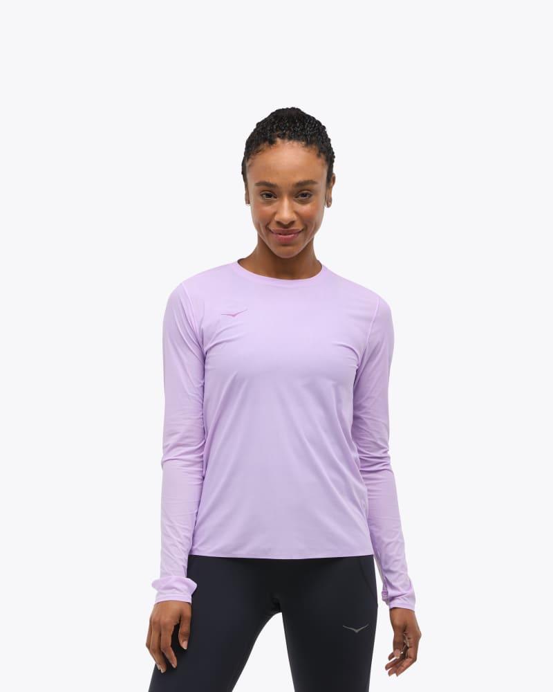 HOKA Womens Airolite Run Long Sleeve Shirt in Black, Size XXL Product Image