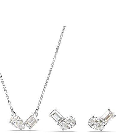 Swarovski Mesmera Mixed Cut Pendant Necklace & Stud Earrings Set in Rhodium Plated Product Image