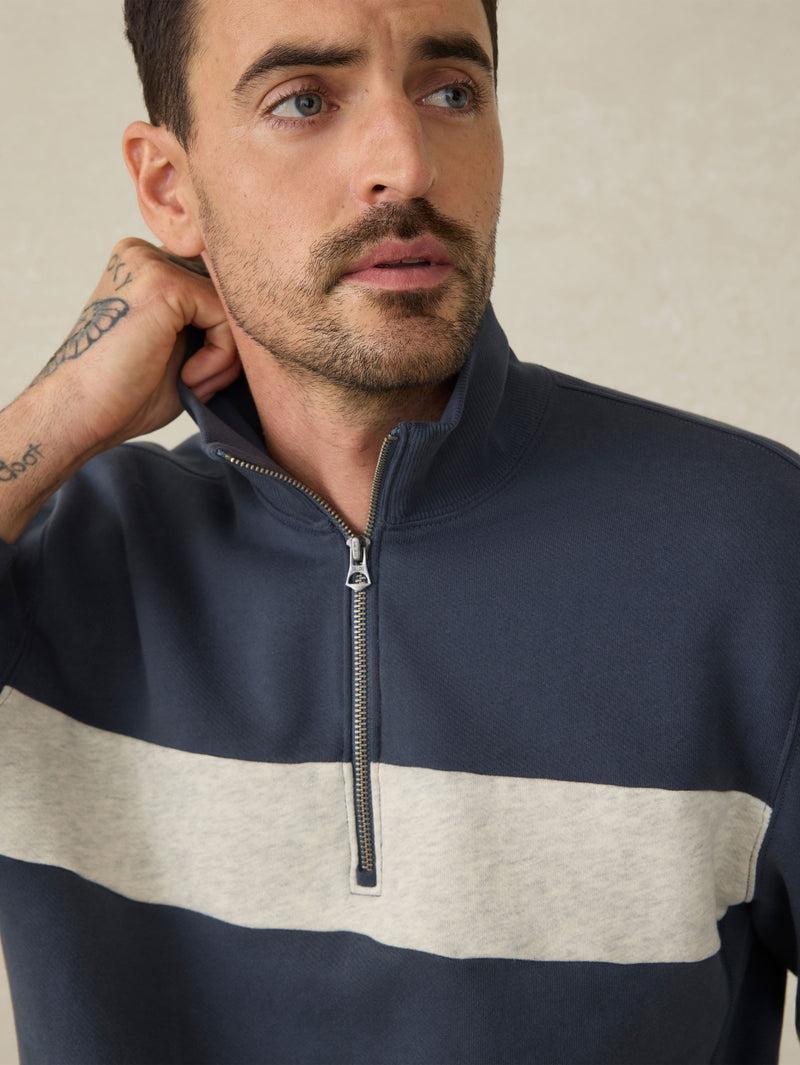 High Standard Fleece Quarter Zip - Blue Nights Surf Stripe Product Image