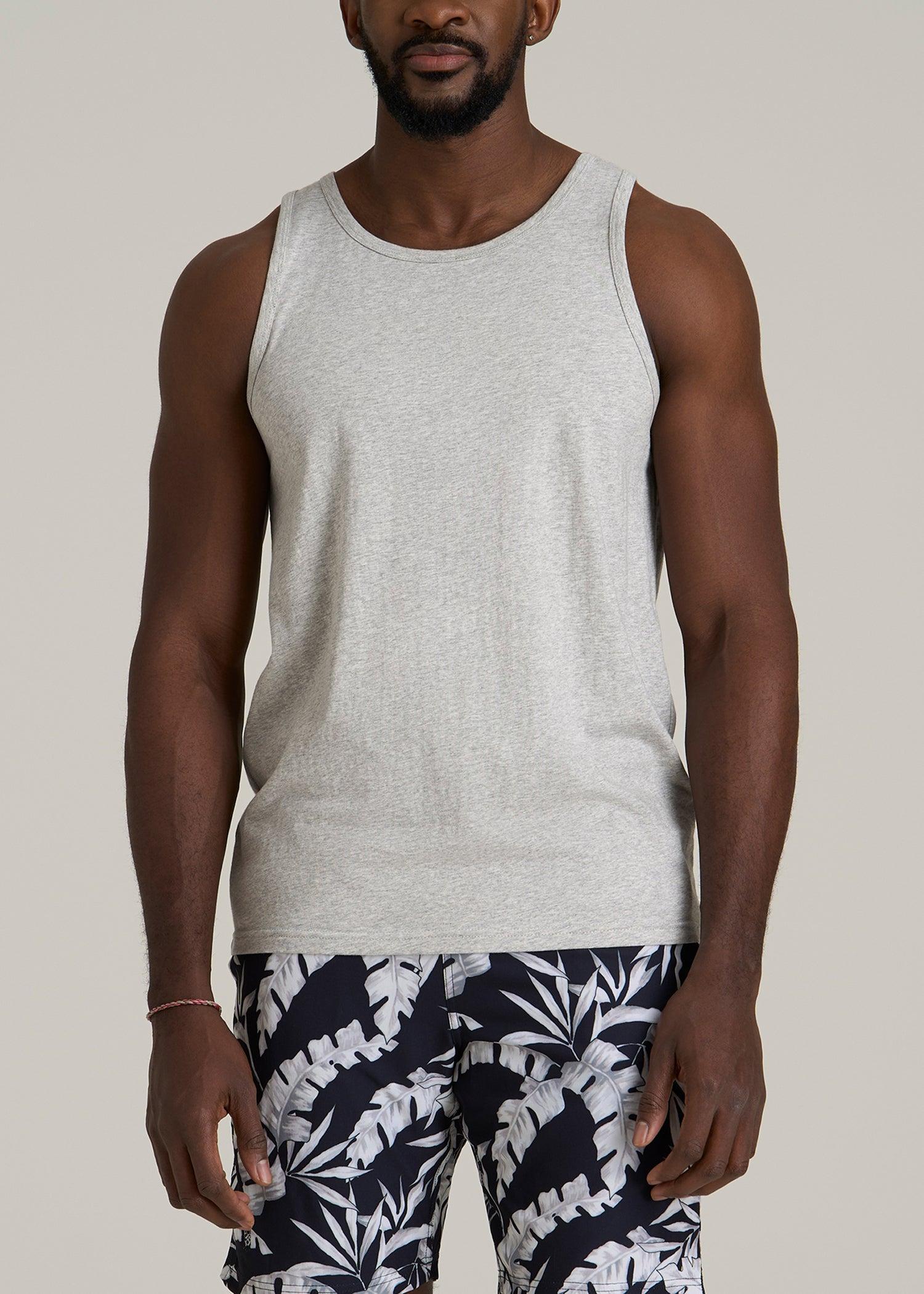 The Essential Beach Tank for Tall Men in Grey Mix - Men's Tall Tank Tops Product Image