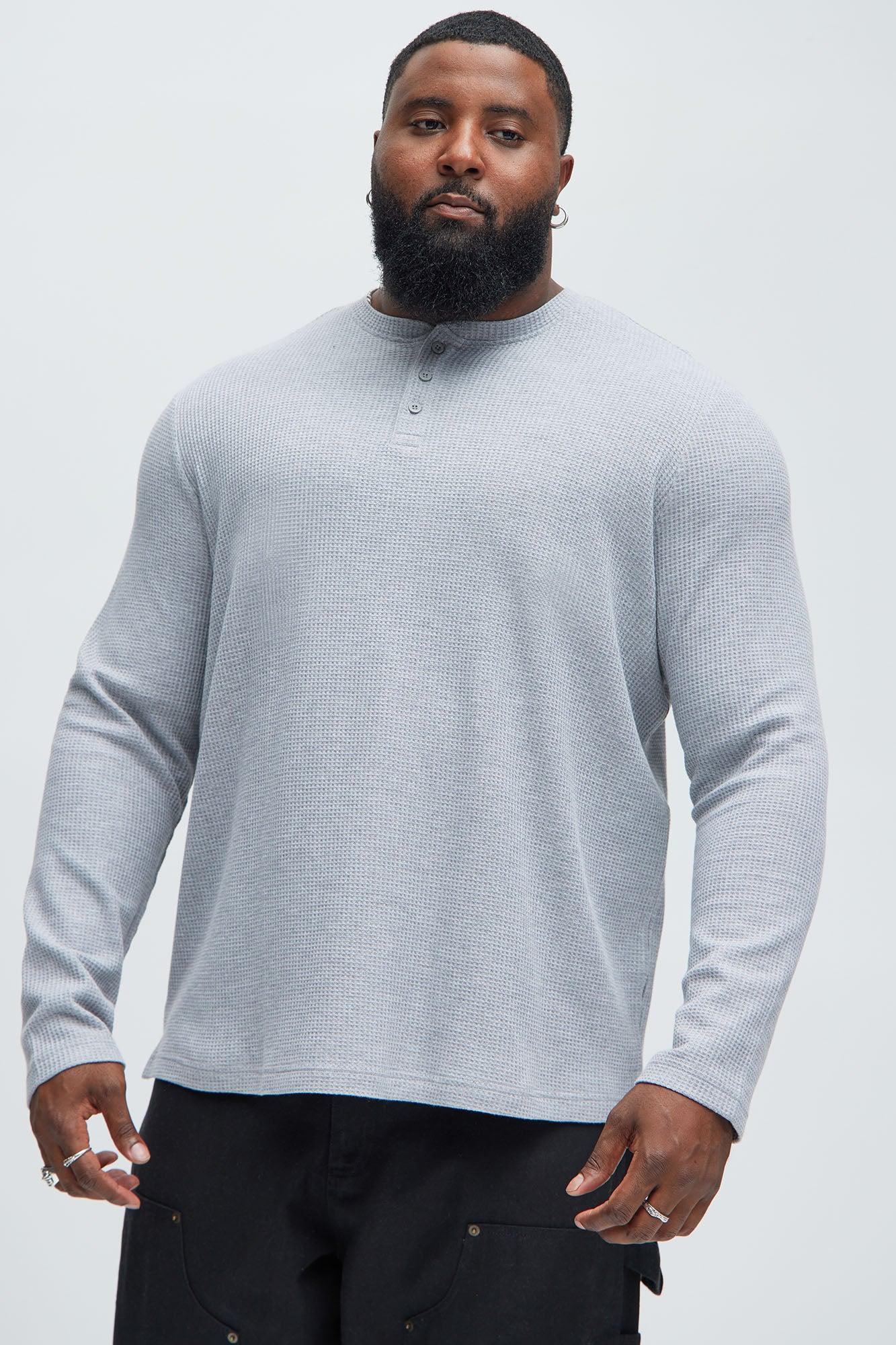 Wesley Long Sleeve Henley - Heather Grey Product Image