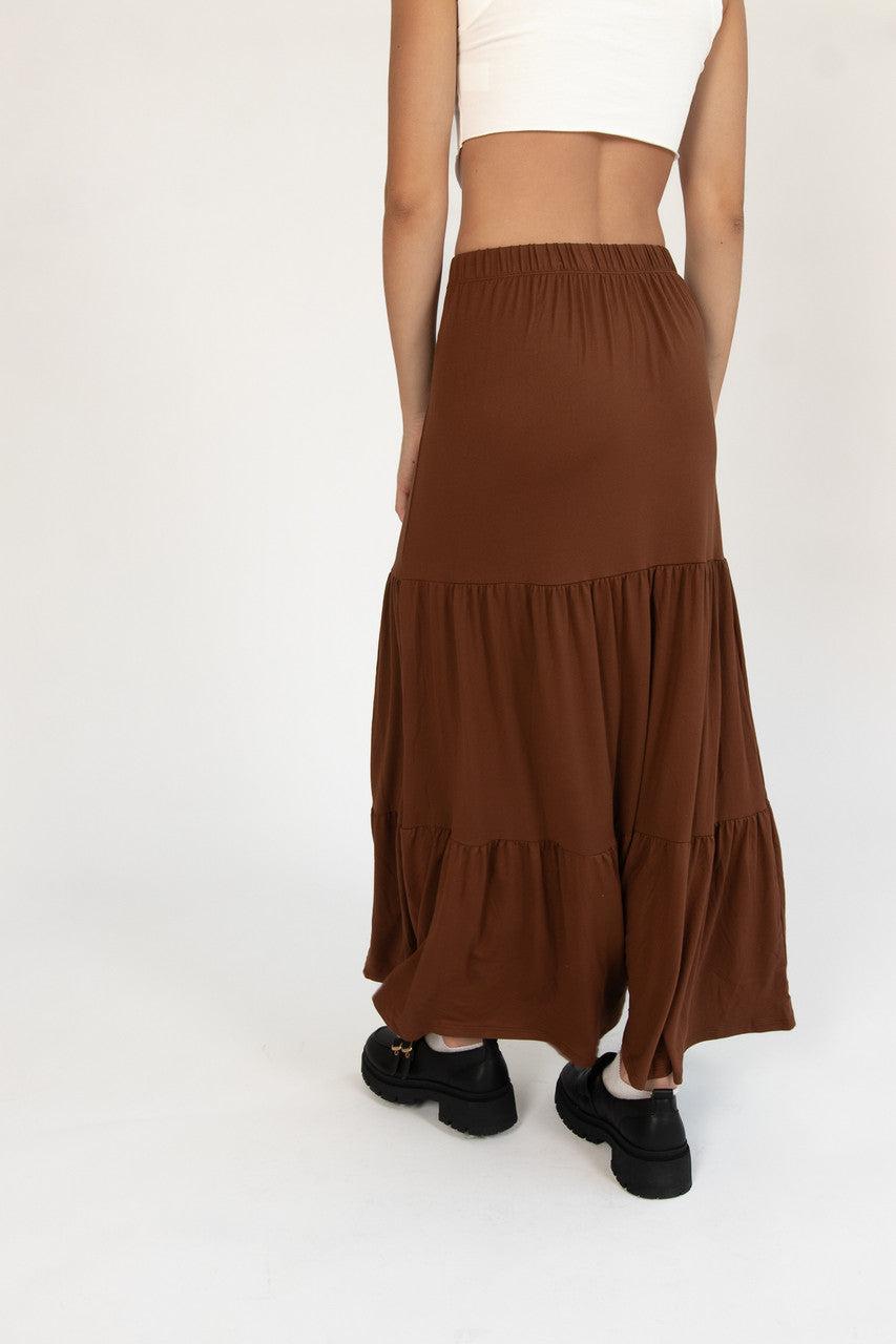 Chocolate Brushed Maxi Skirt Product Image