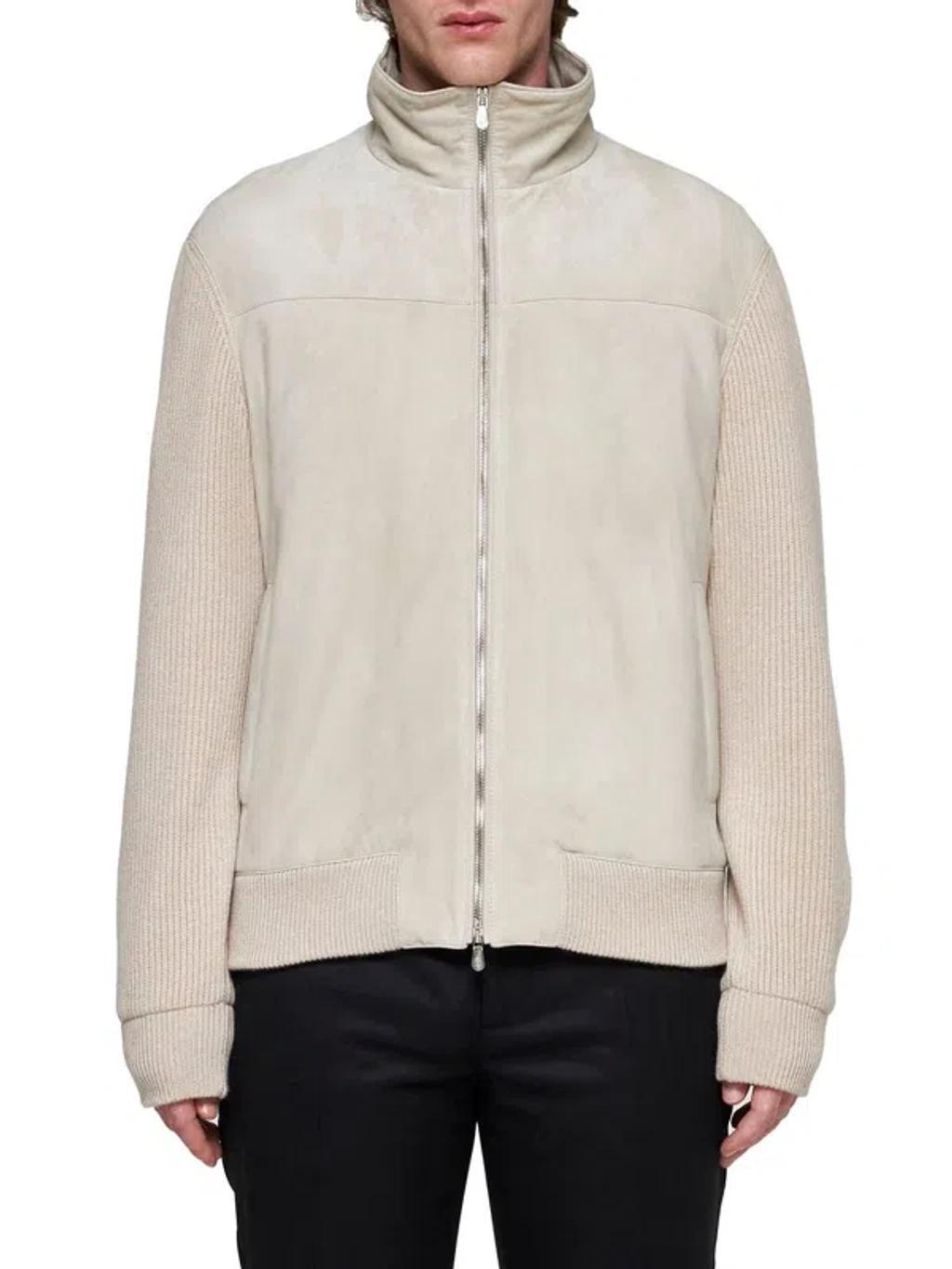 BRUNELLO CUCINELLI Panelled Zipped Padded Jacket In Beige Product Image