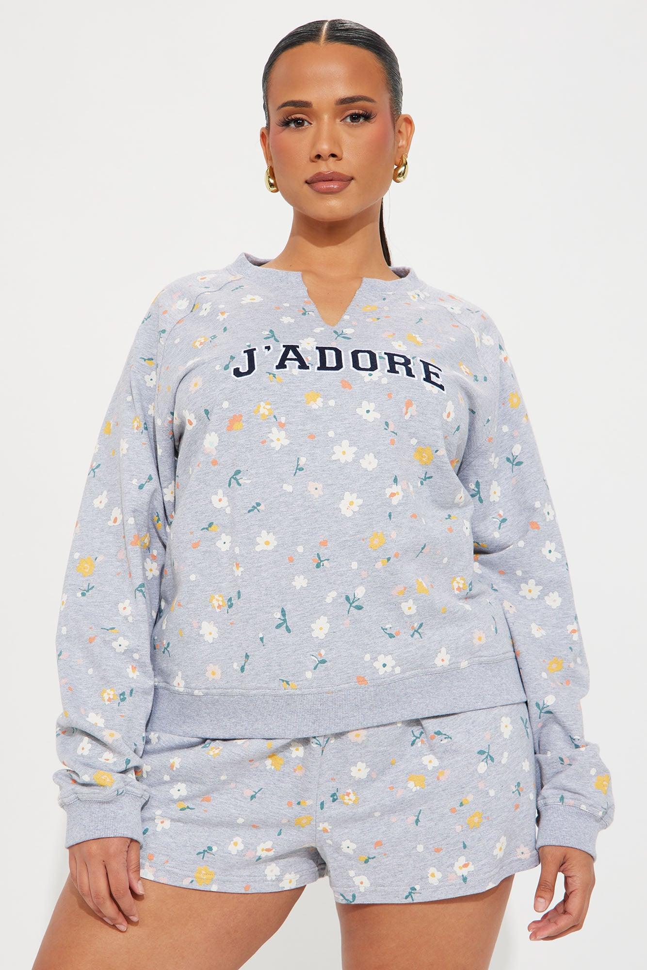 J'Adore Floral Short Set - Grey/combo Product Image