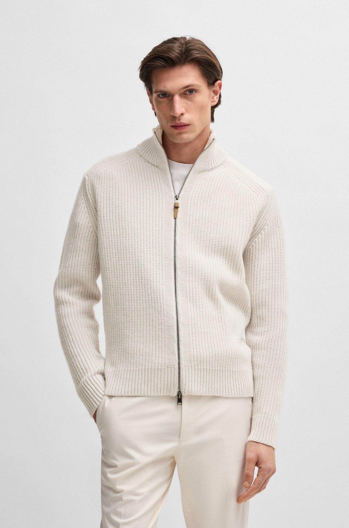 Zip-up cardigan in wool and cashmere Product Image