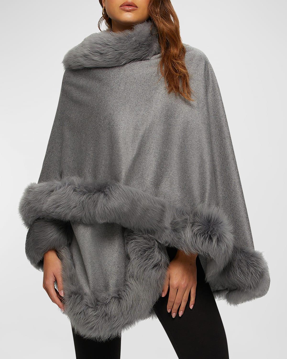 Cashmere Cape With Toscana Shearling Lamb Trim Product Image