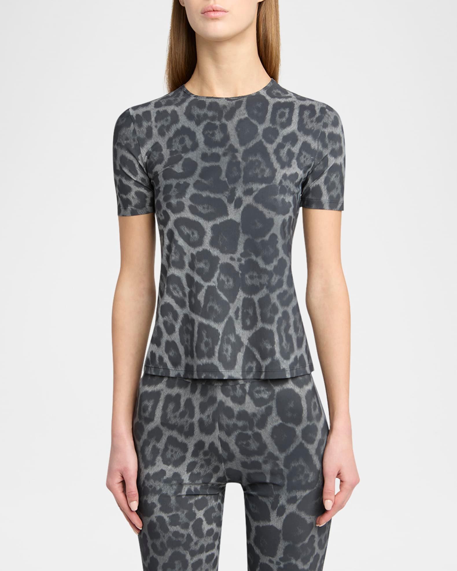 Leopard Print Short-Sleeve Top Product Image