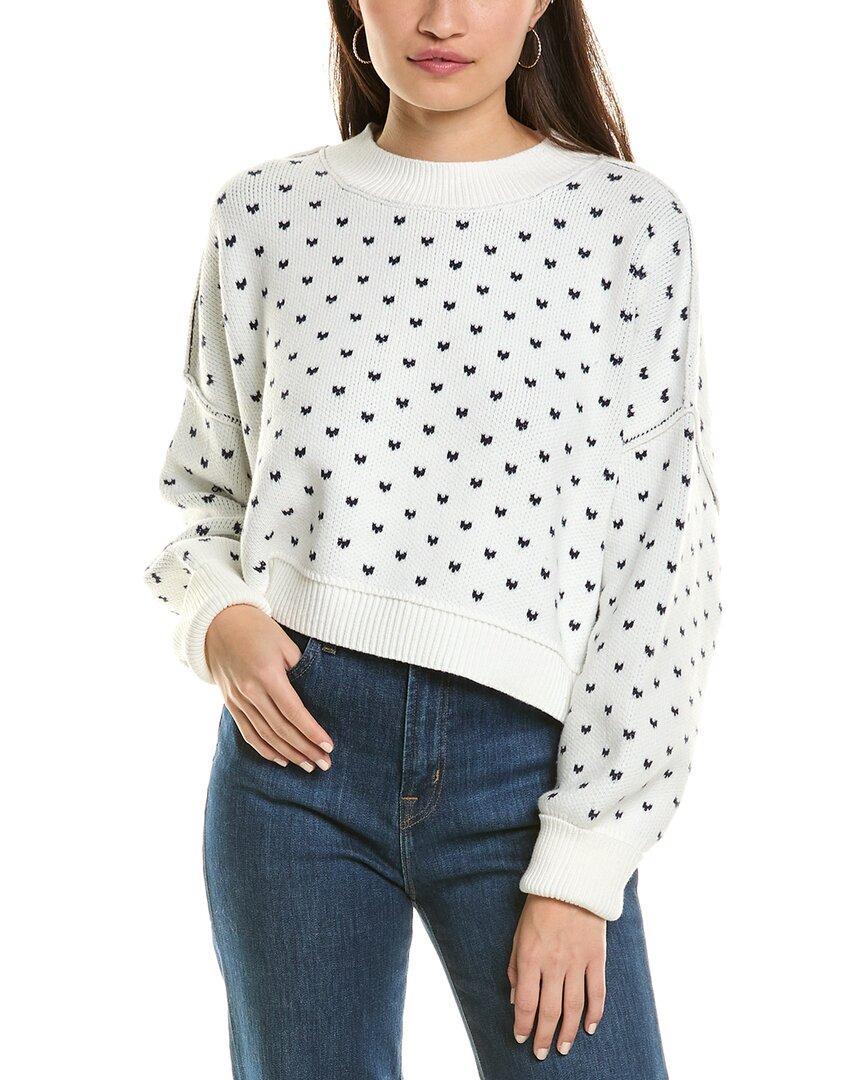 FREE PEOPLE Pattern Easy Street Crop Sweater In White Product Image