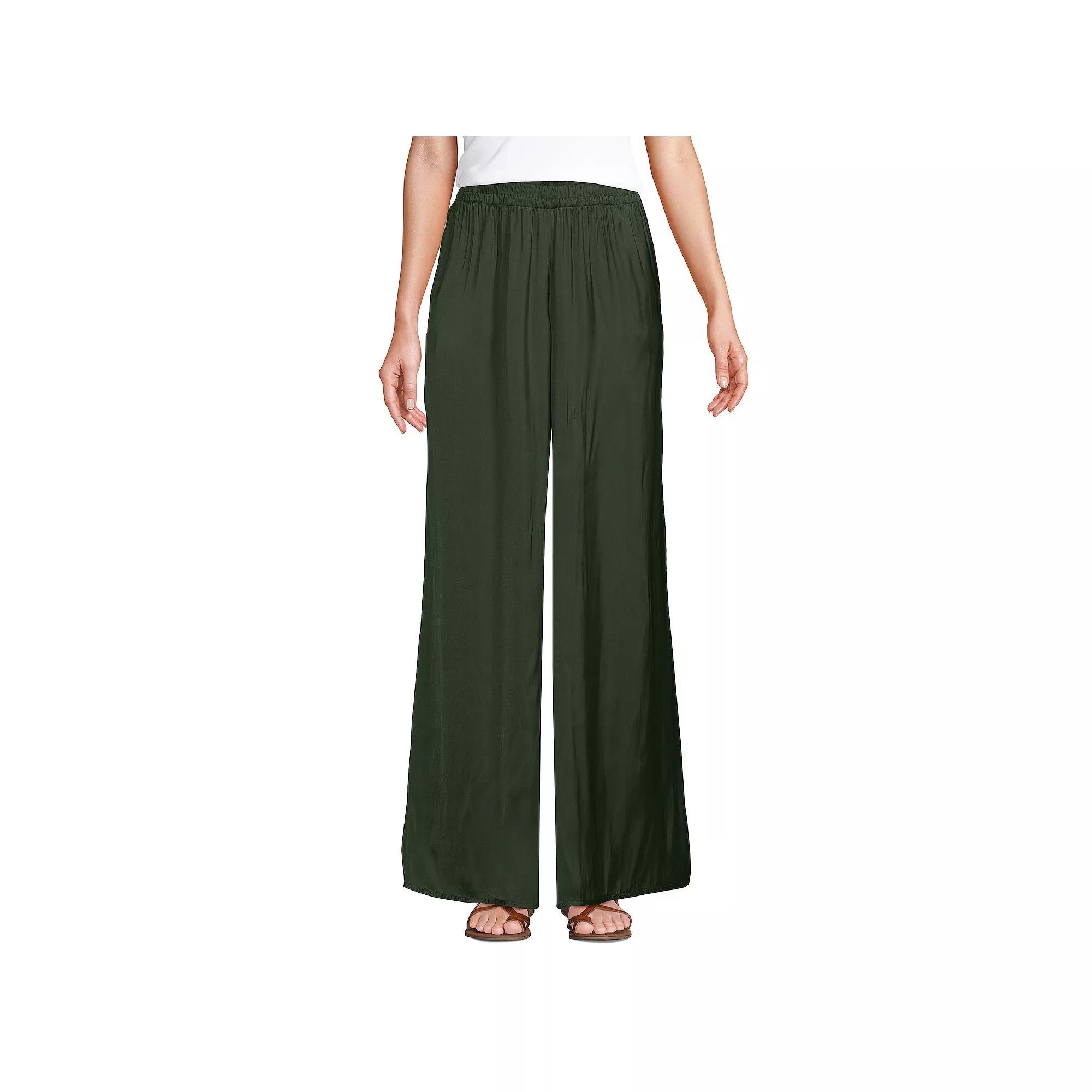 Women's Lands' End Wide Leg Palazzo Pants, Size: Large, Fresh Green Product Image