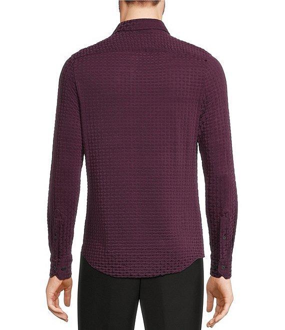 Murano Slim Fit Flocked Long Sleeve Knit Coat Front Shirt Product Image