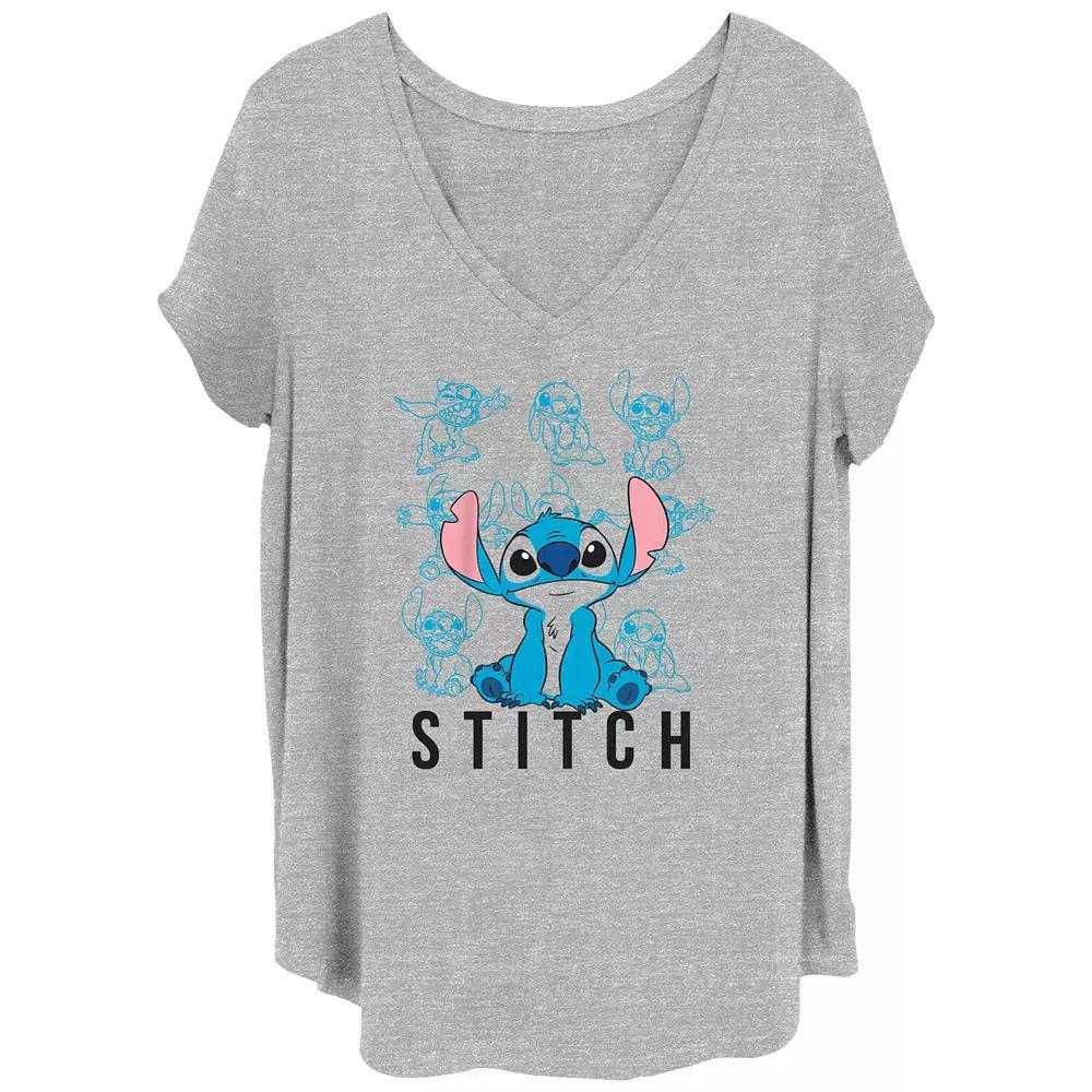 Disney's Lilo & Stitch Multi Poses Stitch Juniors' Plus Graphic Tee, Women's, Size: 2XL, Grey Gray Product Image