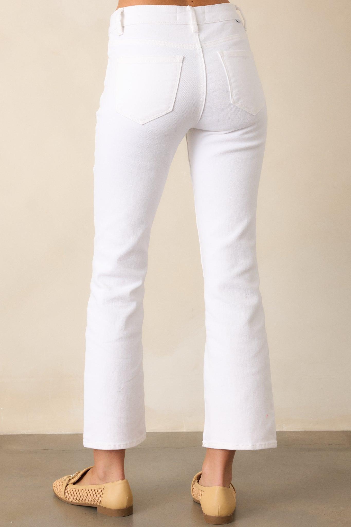 Over You Again White High Waisted Straight Leg Jeans Product Image