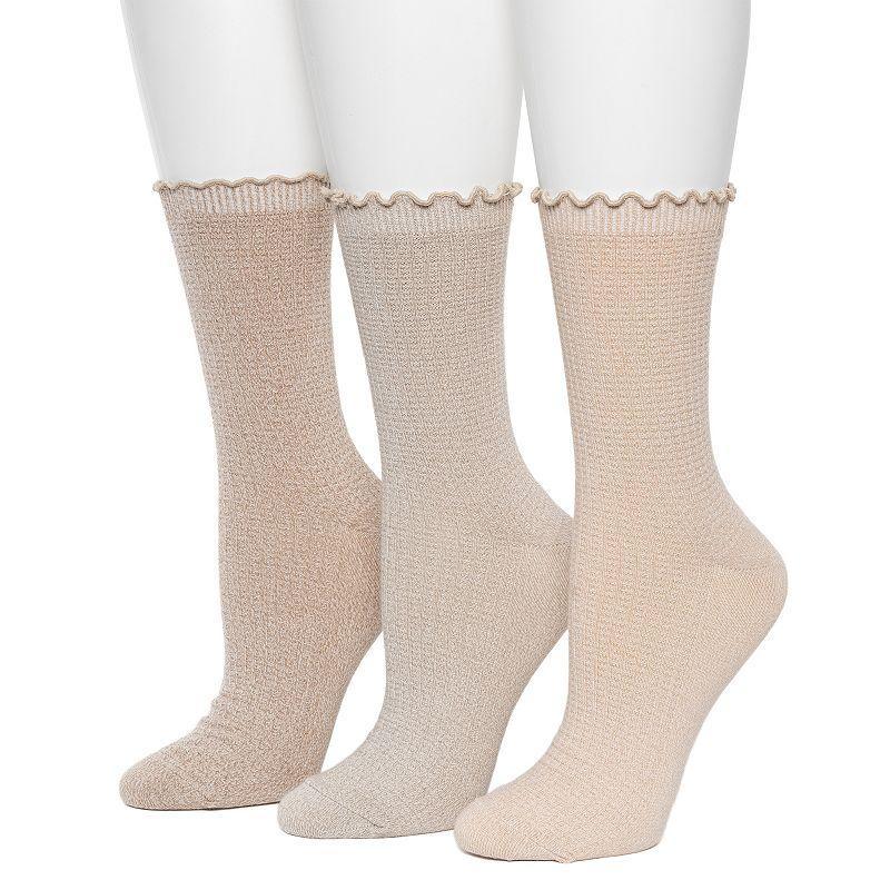 Womens Cuddl Duds 3-Pack Plushfill Midweight Textured Welt Thermal Stitch Crew Socks Product Image