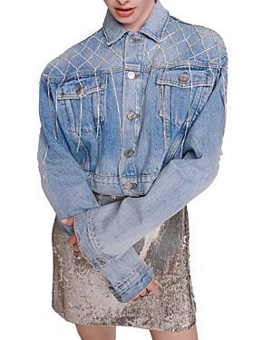 Maje Belmas Cotton Embellished Denim Jacket Product Image