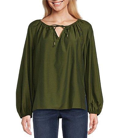 Tommy Bahama Agua Amara Long Sleeve Peasant Top (Palm Verde) Women's Blouse Product Image