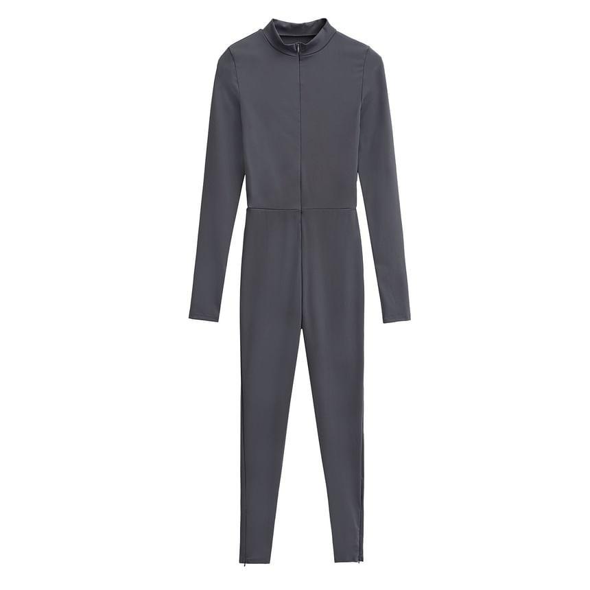 Long-Sleeve Plain Jumpsuit  Product Image