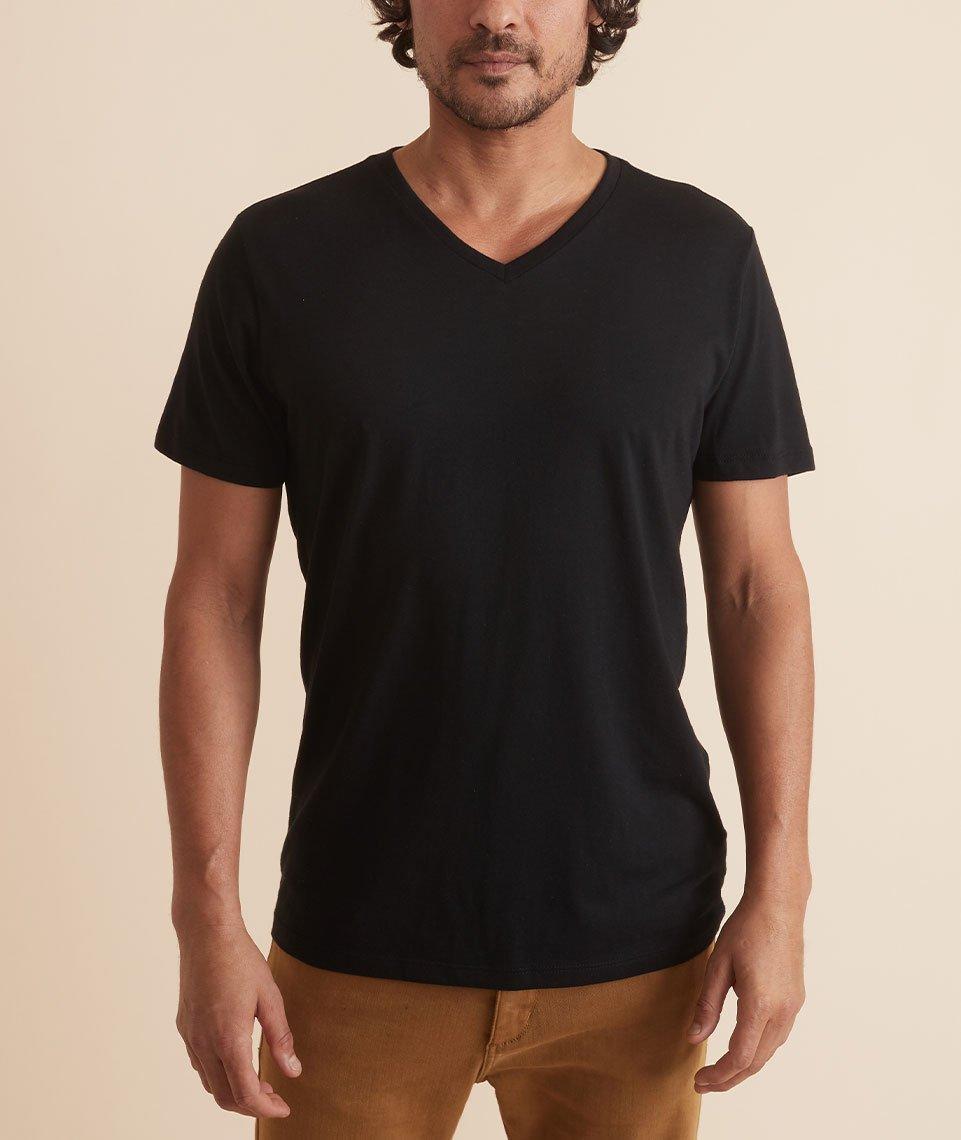 Signature V-Neck Tee in Black Product Image