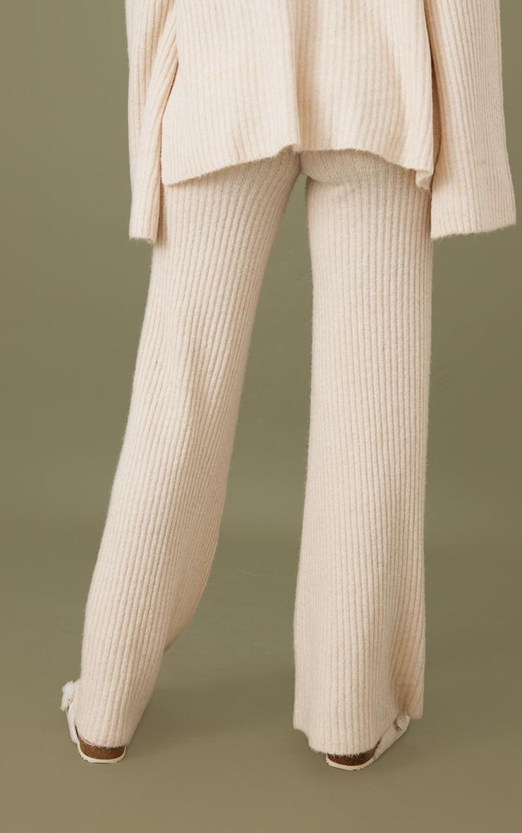 Tall Oatmeal Luxe Rib Knit Wide Leg Pants Product Image