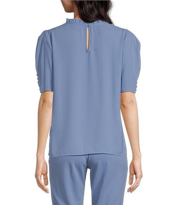 Calvin Klein Ruffle Mock Neckline Short Sleeve Blouse Product Image