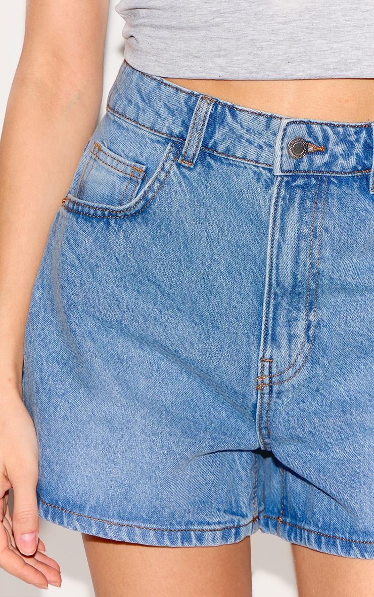 Mid Blue Wash Mom Denim Shorts Product Image