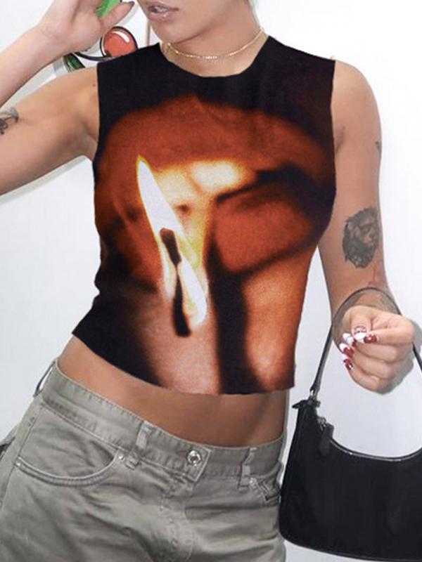 Round Neck Sleeveless Tank Top Product Image