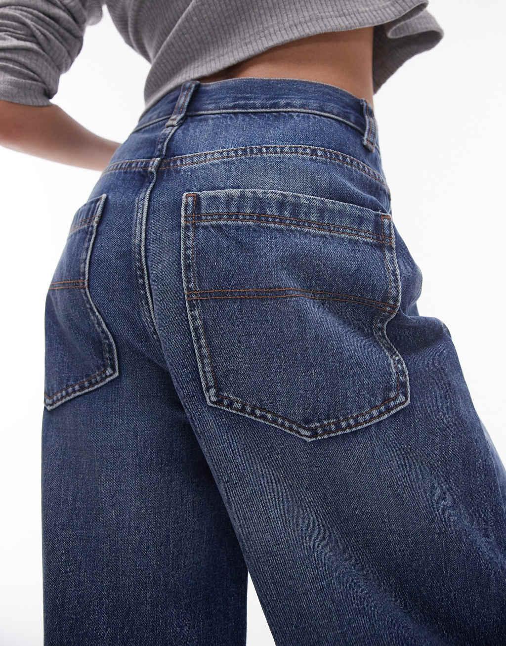 Topshop baggy jeans in mid blue Product Image