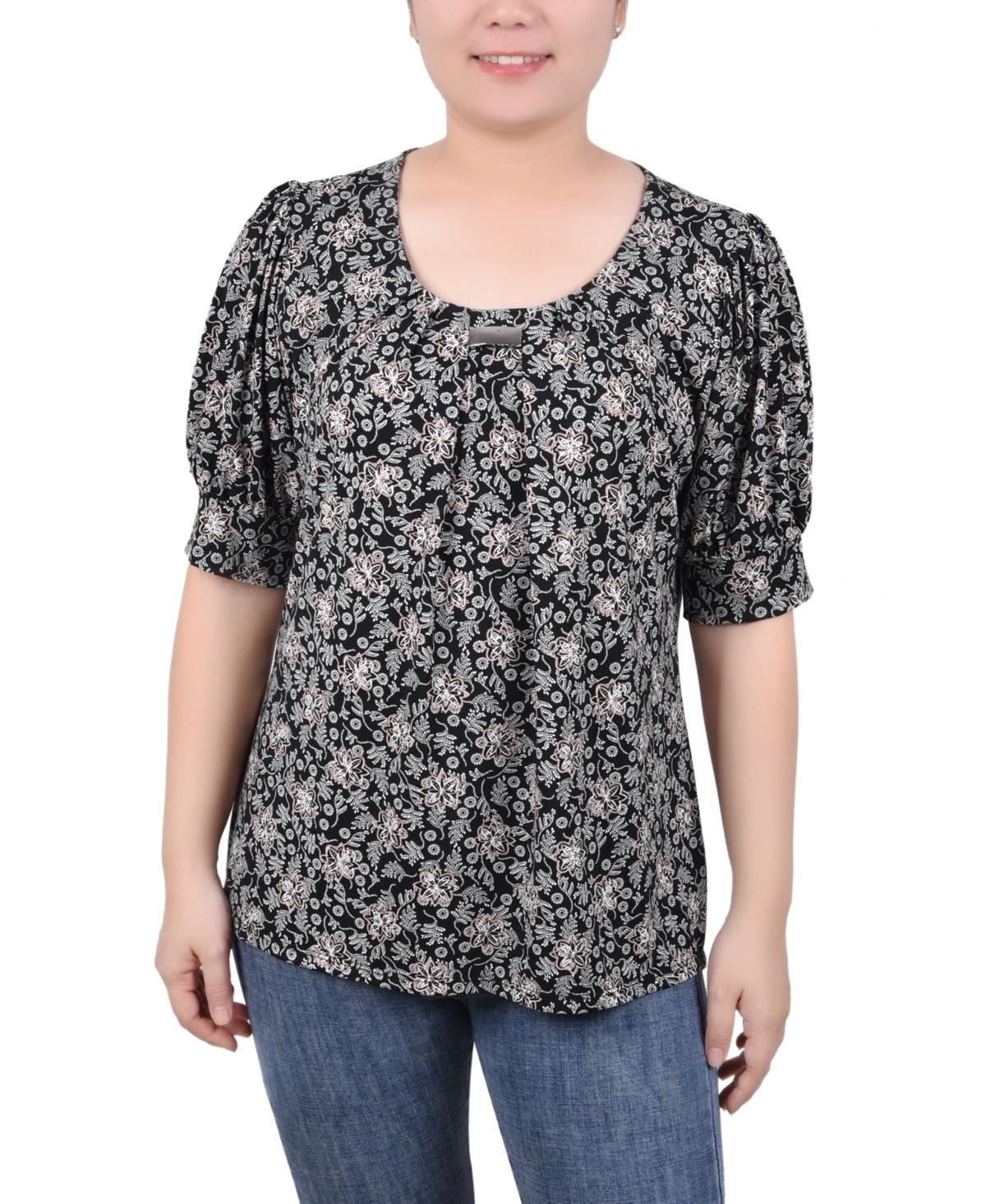 Petite Printed Balloon Sleeve Top Product Image