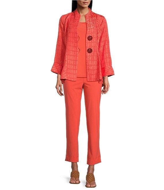 IC Collection Stretch Woven Slim Leg Slit Hem Ankle Pants Product Image