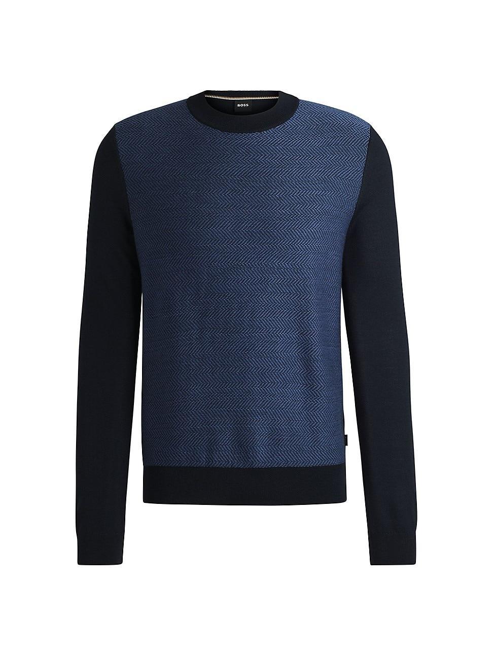 Mens Regular-Fit Sweater with Herringbone Structure Product Image