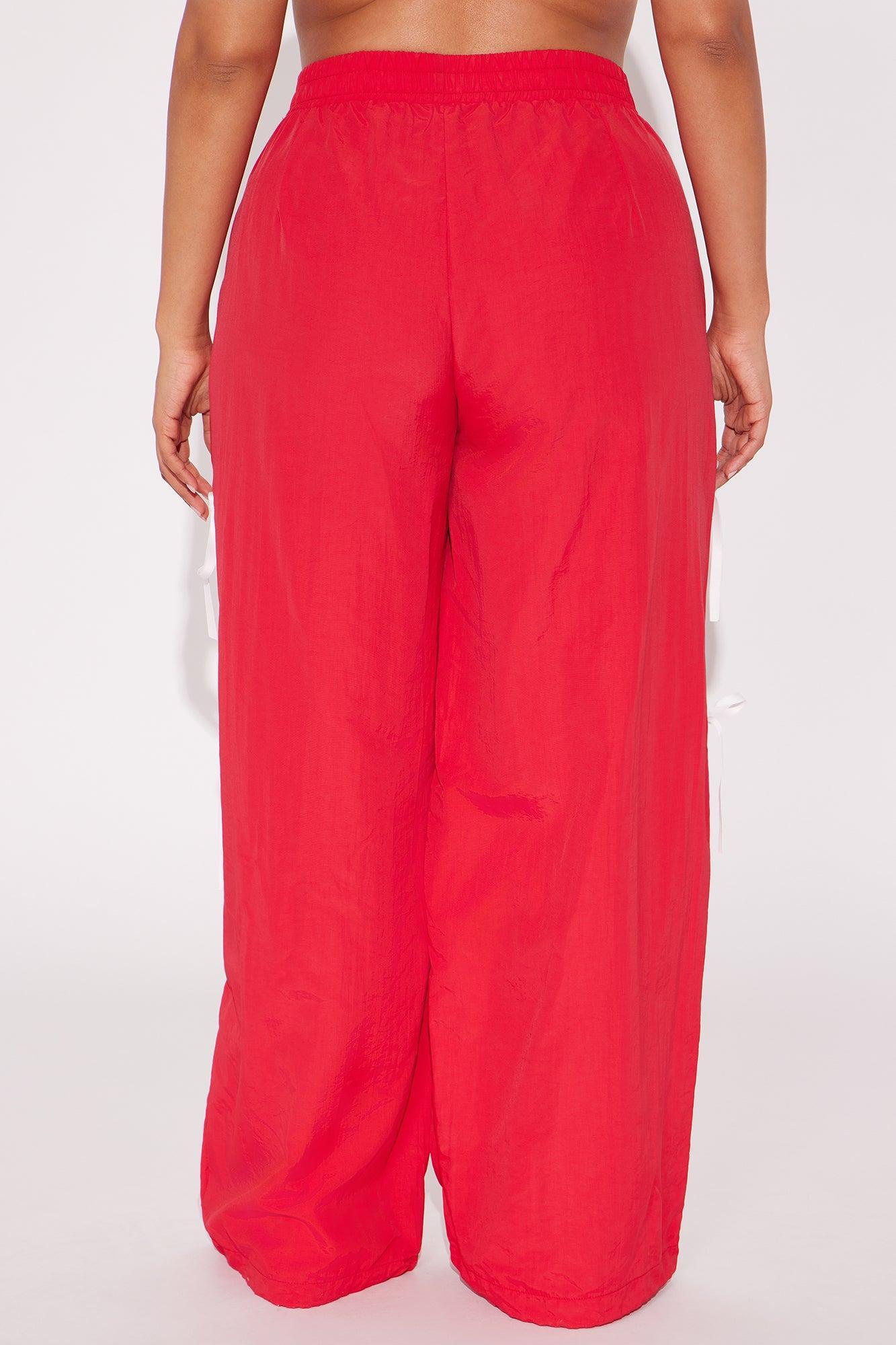 Cindy Windbreaker Track Pant - Red Product Image