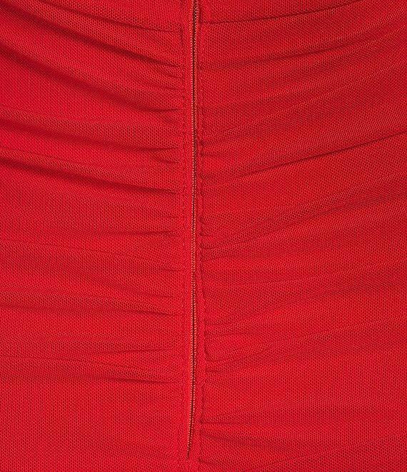 Lulus Mesh Ruched Strapless Rosette Mini Dress Product Image