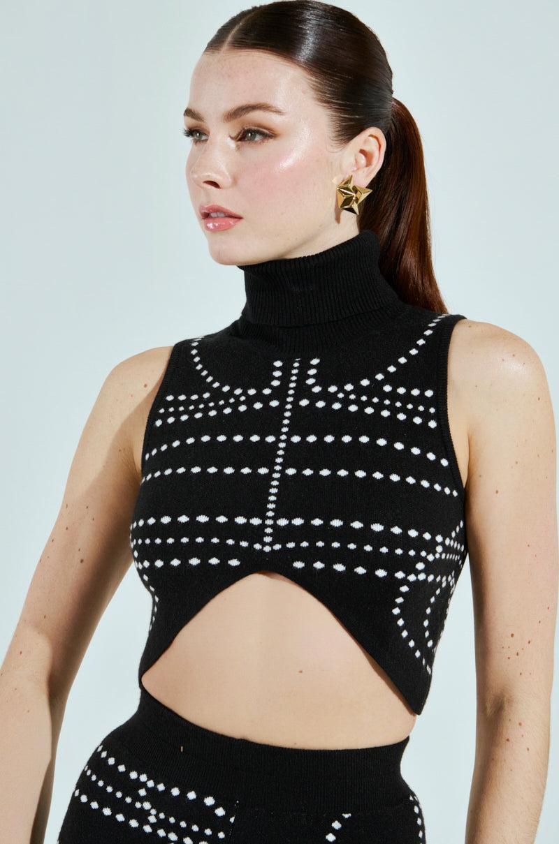 CROPPED DOTTED TURTLENECK SWEATER Product Image