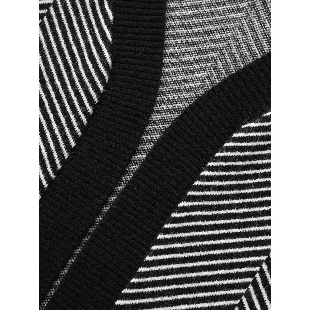 Plus Size Supersoft Essentials Striped Patch Pocket Cardigan Black Women Casual Loose Long Sleeve Everyday Cardigans BloomChic 30/6X Product Image